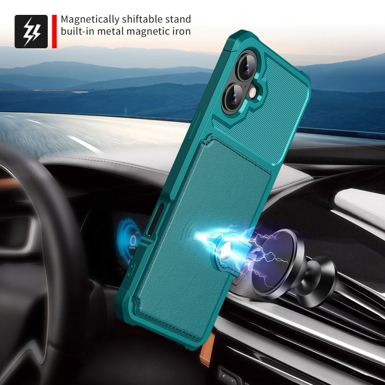 For iPhone 16 Plus Magnetic Wallet Card Bag Leather Phone Case(Cyan) - iPhone 16 Plus Cases by PMC TechLife | Online Shopping South Africa | PMC TechLife | Buy Now Pay Later Mobicred