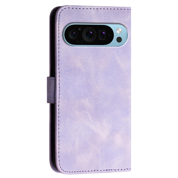 For Google Pixel 9 Pro XL Grid Butterfly Embossed Pattern Leather Phone Case with Lanyard(Light Purple) - free shipping - PMC TechLife - Order now!