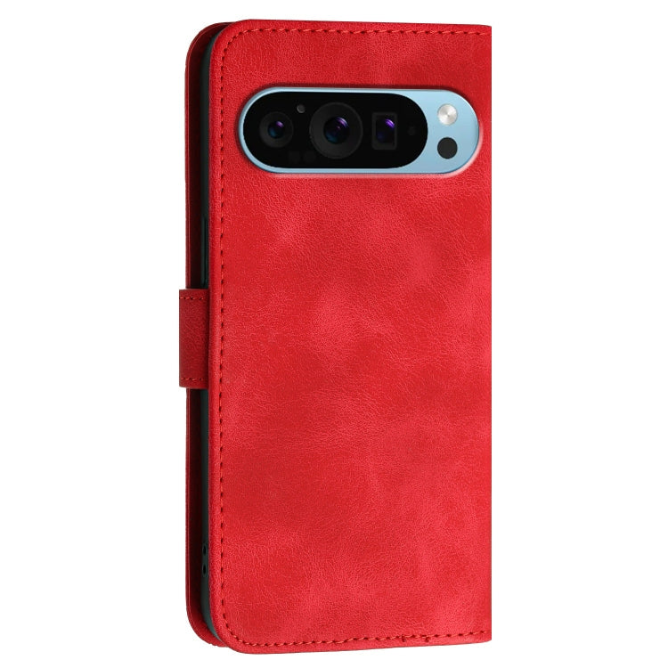 For Google Pixel 9 / 9 Pro YX0080 Grid Butterfly Embossed Pattern Flip Leather Phone Case with Lanyard(Red) - Google Cases by PMC TechLife | Online Shopping South Africa | PMC TechLife | Buy Now Pay Later Mobicred