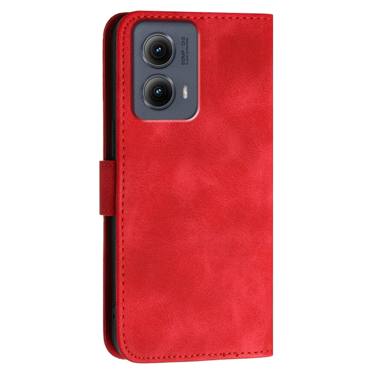 For Motorola Edge 2024 5G Global YX0080 Grid Butterfly Embossed Pattern Flip Leather Phone Case with Lanyard(Red) - Motorola Cases by PMC Jewellery | Online Shopping South Africa | PMC Jewellery | Buy Now Pay Later Mobicred