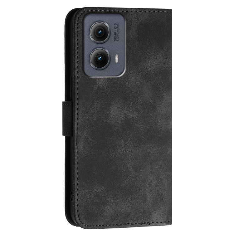 For Motorola Edge 2024 5G Global YX0080 Grid Butterfly Embossed Pattern Flip Leather Phone Case with Lanyard(Black) - Motorola Cases by PMC Jewellery | Online Shopping South Africa | PMC Jewellery | Buy Now Pay Later Mobicred
