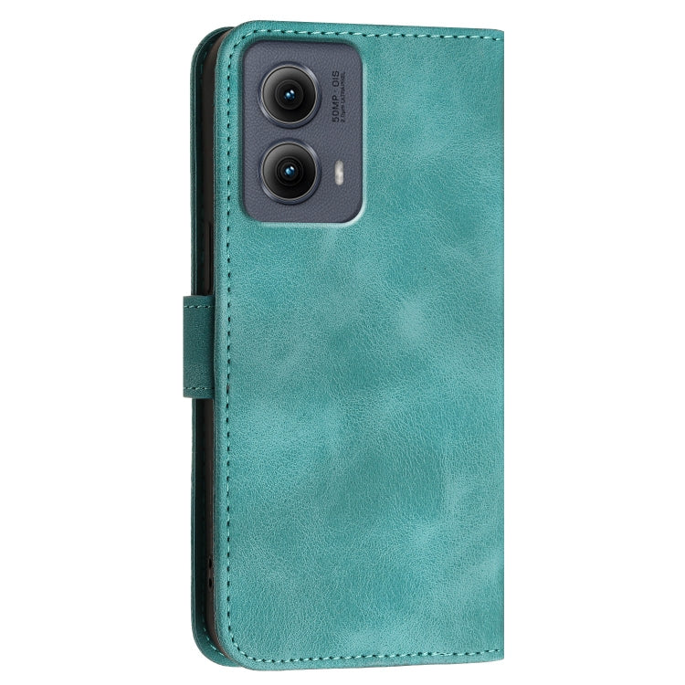 For Motorola Edge 2024 5G Global Grid Butterfly Embossed Pattern Leather Phone Case with Lanyard(Light Blue) - free shipping - PMC Jewellery - Order now!
