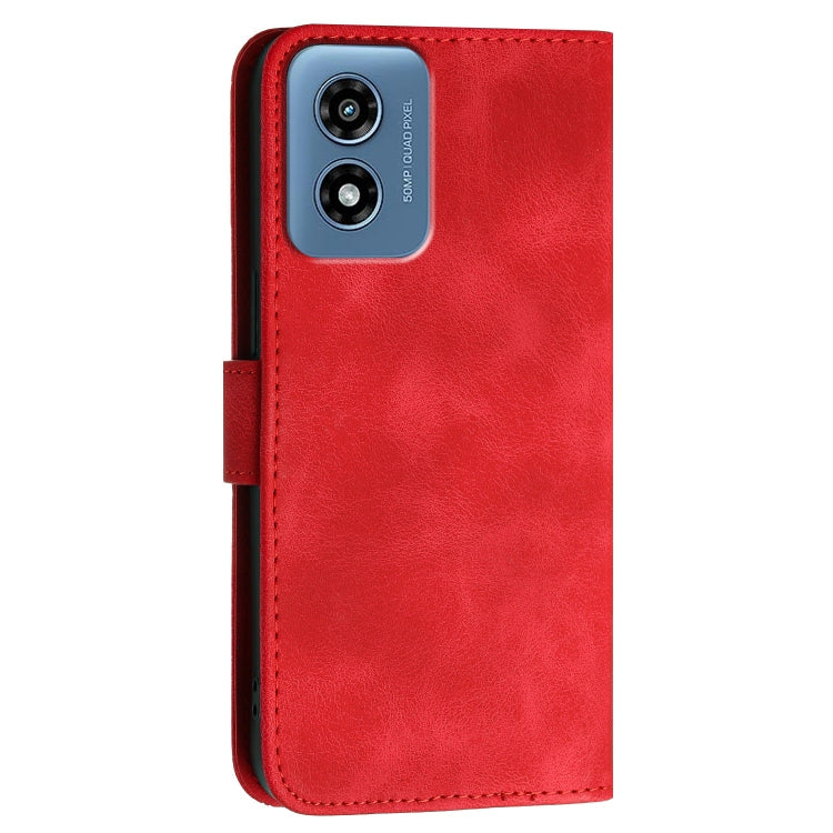 For Motorola Moto G Play 4G 2024 YX0080 Grid Butterfly Embossed Pattern Flip Leather Phone Case with Lanyard(Red) - Motorola Cases by PMC Jewellery | Online Shopping South Africa | PMC Jewellery | Buy Now Pay Later Mobicred