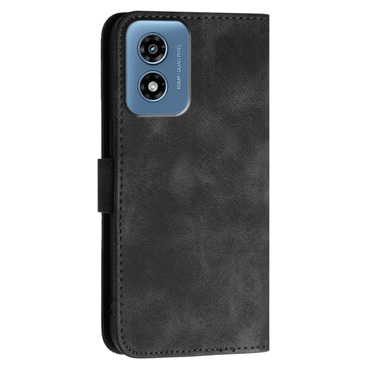 For Motorola Moto G Play 4G 2024 YX0080 Grid Butterfly Embossed Pattern Flip Leather Phone Case with Lanyard(Black) - Motorola Cases by PMC Jewellery | Online Shopping South Africa | PMC Jewellery | Buy Now Pay Later Mobicred