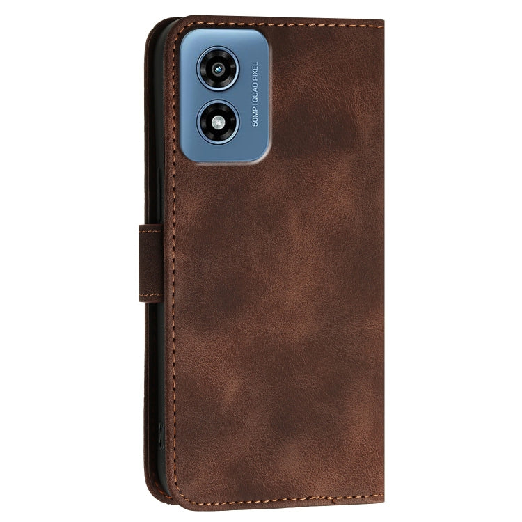 For Motorola Moto G Play 4G 2024 YX0080 Grid Butterfly Embossed Pattern Flip Leather Phone Case with Lanyard(Coffee) - Motorola Cases by PMC Jewellery | Online Shopping South Africa | PMC Jewellery | Buy Now Pay Later Mobicred