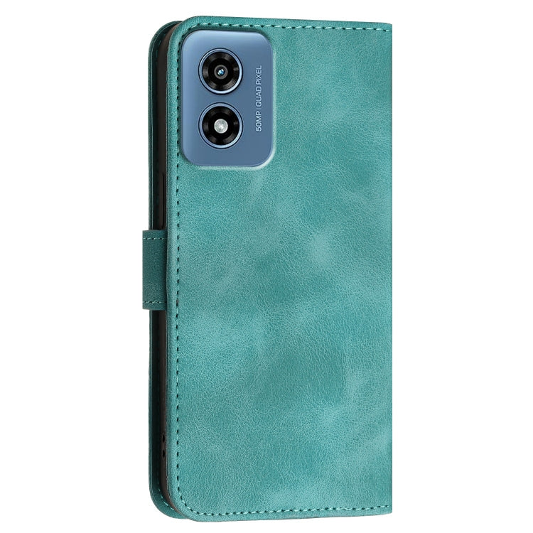 For Motorola Moto G Play 4G 2024 YX0080 Grid Butterfly Embossed Pattern Flip Leather Phone Case with Lanyard(Light Blue) - Motorola Cases by PMC Jewellery | Online Shopping South Africa | PMC Jewellery | Buy Now Pay Later Mobicred