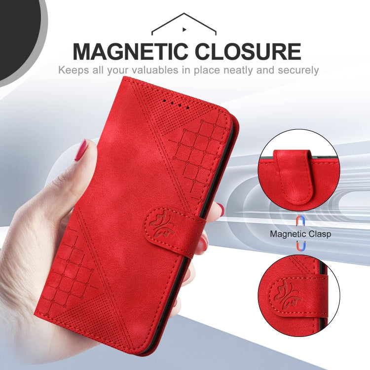 For Motorola Moto G Power 5G 2024 YX0080 Grid Butterfly Embossed Pattern Flip Leather Phone Case with Lanyard(Red) - Motorola Cases by PMC Jewellery | Online Shopping South Africa | PMC Jewellery | Buy Now Pay Later Mobicred