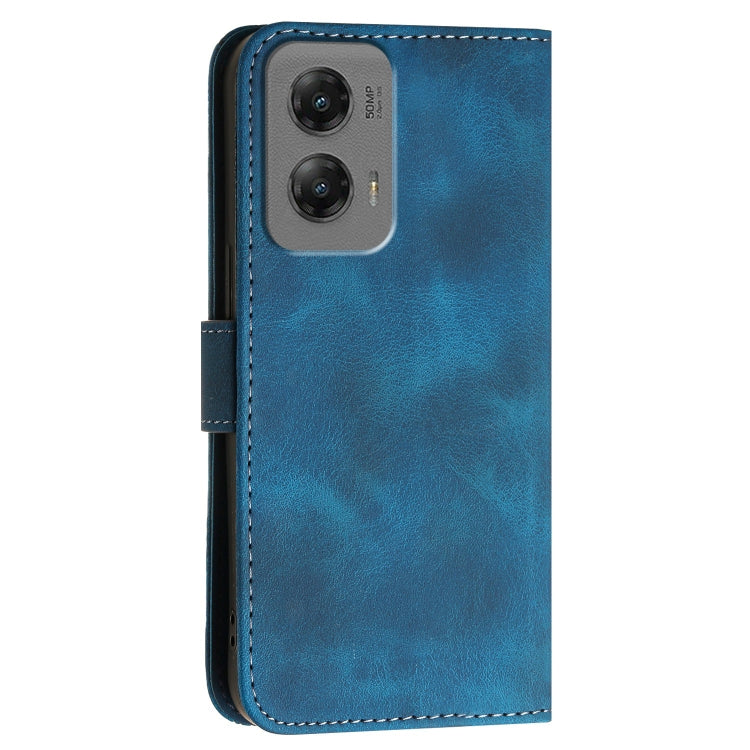 For Motorola Moto G Stylus 5G 2024 YX0080 Grid Butterfly Embossed Pattern Flip Leather Phone Case with Lanyard(Dark Blue) - Motorola Cases by PMC Jewellery | Online Shopping South Africa | PMC Jewellery | Buy Now Pay Later Mobicred