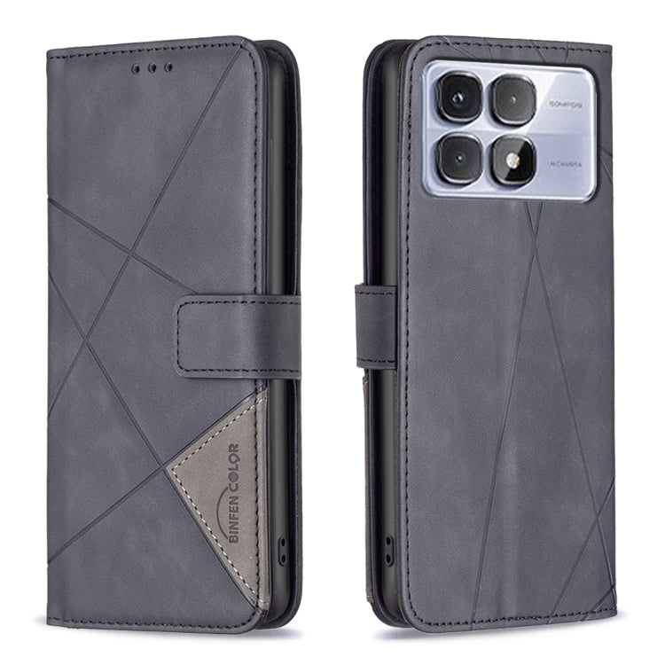 For Redmi K70 Ultra Magnetic Buckle Rhombus Texture Leather Phone Case(Black) - free shipping - PMC Jewellery - Order now!