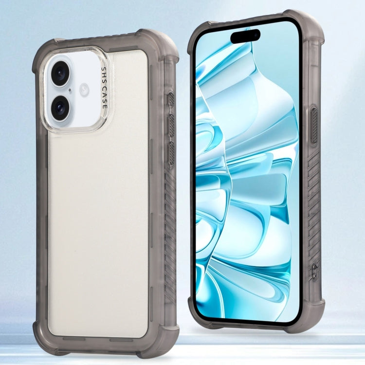 For iPhone 16 Transparent Matte TPU Hybrid PC 3-in-1 Phone Case(Grey) - free shipping - PMC TechLife - Order now!
