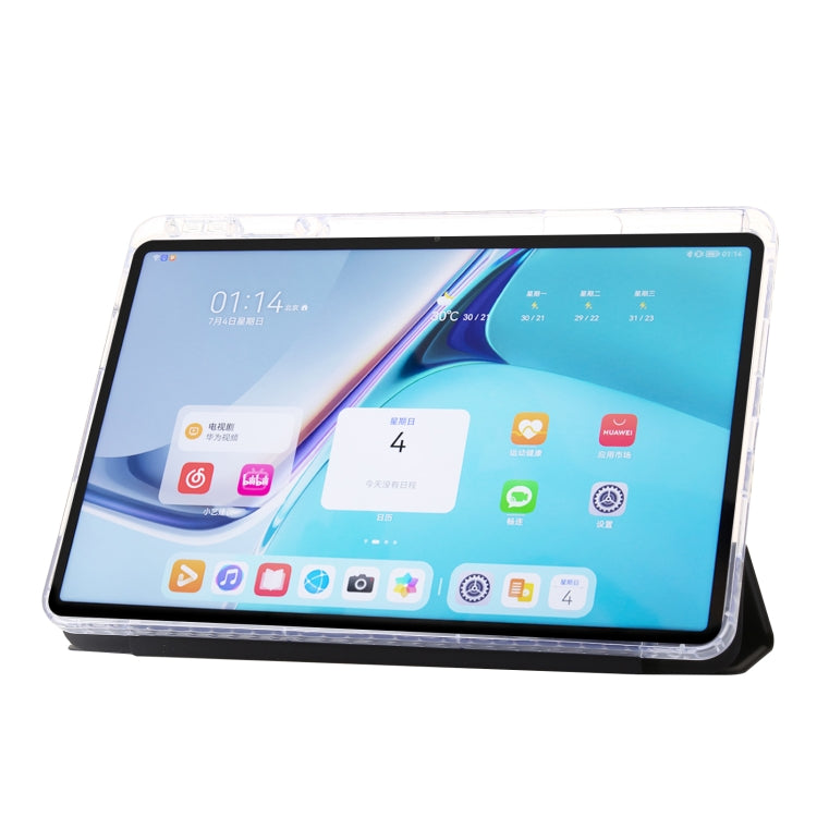 For Huawei Matepad SE 11 2024 Clear Acrylic 3-Fold Leather Tablet Case(Black) - Huawei by PMC Jewellery | Online Shopping South Africa | PMC Jewellery | Buy Now Pay Later Mobicred