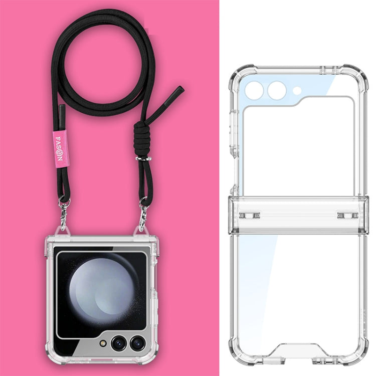 For Samsung Galaxy Z Flip6 / Flip7 FE GKK Airbag Hinge Full Coverage Phone Case with Crossbody Rope(Black) - free shipping - PMC Jewellery - Order now!