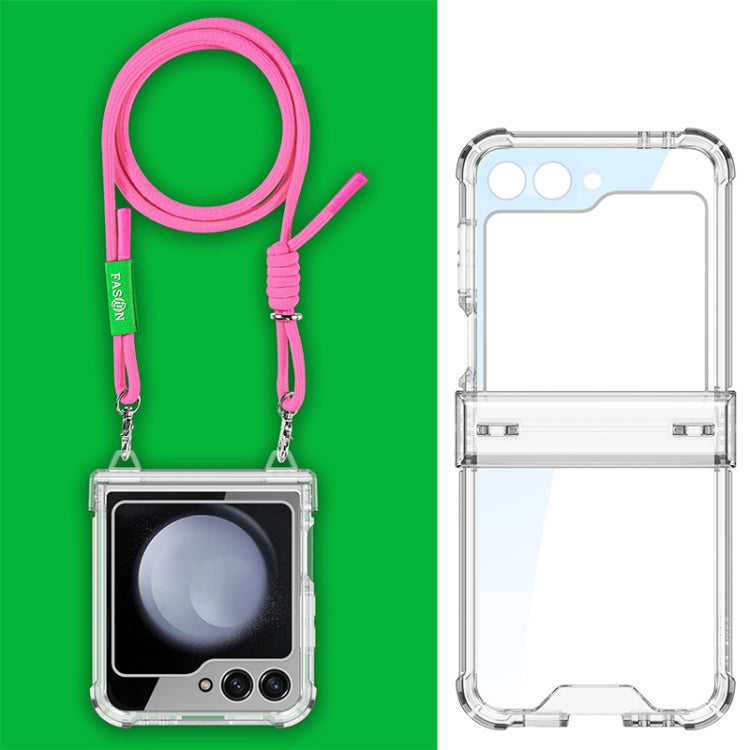 For Samsung Galaxy Z Flip5 GKK Airbag Hinge Full Coverage Phone Case with Crossbody Rope(Pink) - free shipping - PMC Jewellery - Order now!