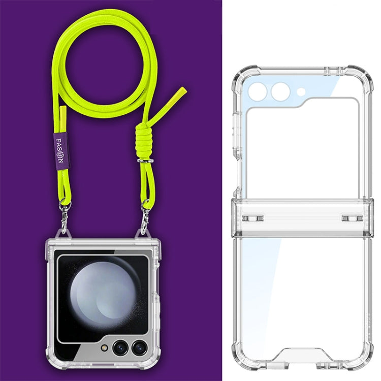 For Samsung Galaxy Z Flip5 GKK Airbag Hinge Full Coverage Phone Case with Crossbody Rope(Yellow) - free shipping - PMC Jewellery - Order now!
