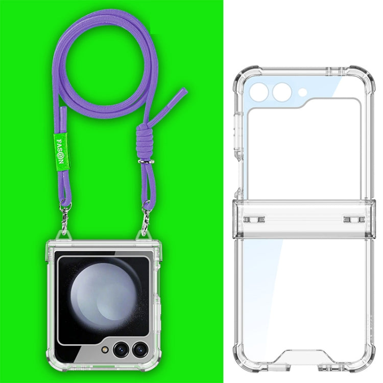 For Samsung Galaxy Z Flip5 GKK Airbag Hinge Full Coverage Phone Case with Crossbody Rope(Purple) - free shipping - PMC Jewellery - Order now!
