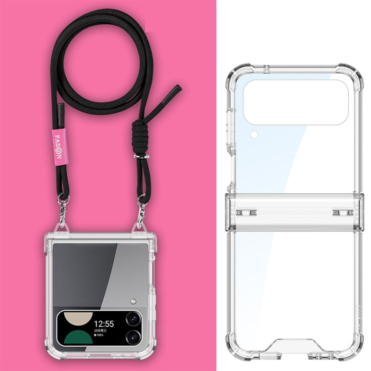 For Samsung Galaxy Z Flip4 GKK Airbag Hinge Full Coverage Phone Case with Crossbody Rope(Black) - free shipping - PMC Jewellery - Order now!