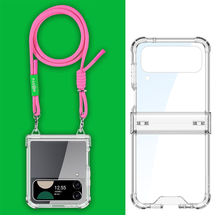 For Samsung Galaxy Z Flip3 GKK Airbag Hinge Full Coverage Phone Case with Crossbody Rope(Pink) - free shipping - PMC Jewellery - Order now!