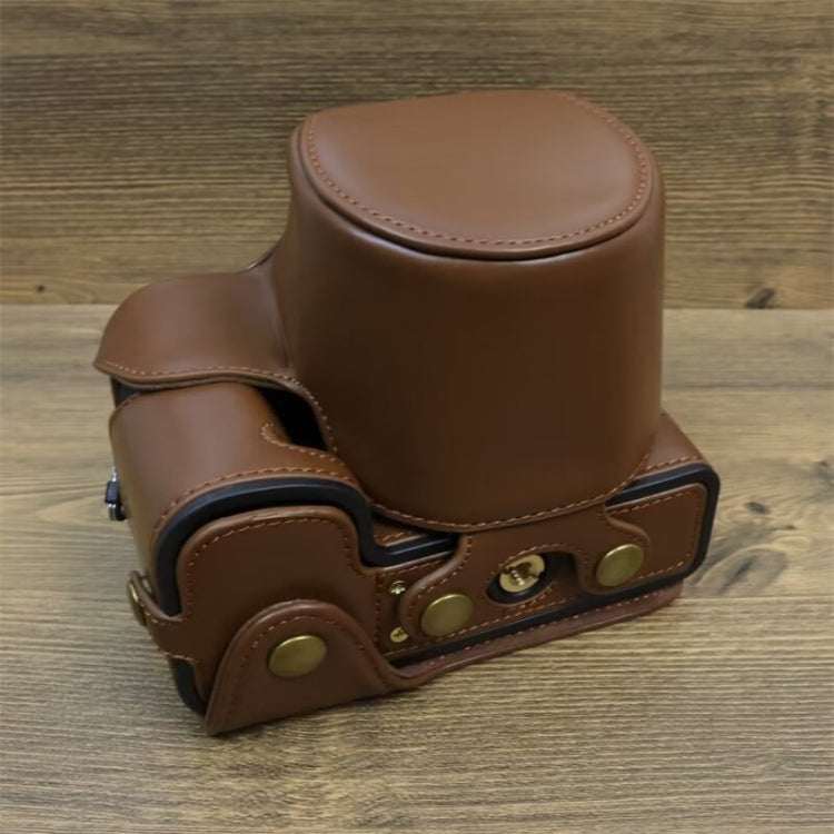 For FUJIFILM X-S20 Full Body Leather Camera Case Bag with Strap(Coffee) - Leather Bag by PMC TechLife | Online Shopping South Africa | PMC TechLife | Buy Now Pay Later Mobicred