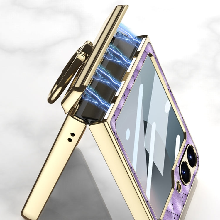 For Samsung Galaxy Z Flip6 / Flip7 FE GKK Rhombus Pattern Integrated Electroplated Leather Phone Case with Ring(Green) - free shipping - PMC Jewellery - Order now!