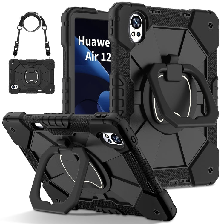 For Huawei MatePad Air 12 2024 Contrast Color Robot Silicone Hybrid PC Tablet Case(Black) - Huawei by PMC Jewellery | Online Shopping South Africa | PMC Jewellery | Buy Now Pay Later Mobicred