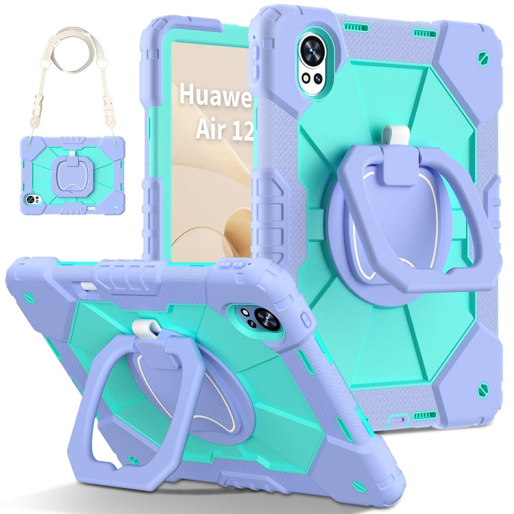 For Huawei MatePad Air 12 2024 Contrast Color Robot Silicone Hybrid PC Tablet Case(Purple Mint Green) - Huawei by PMC Jewellery | Online Shopping South Africa | PMC Jewellery | Buy Now Pay Later Mobicred