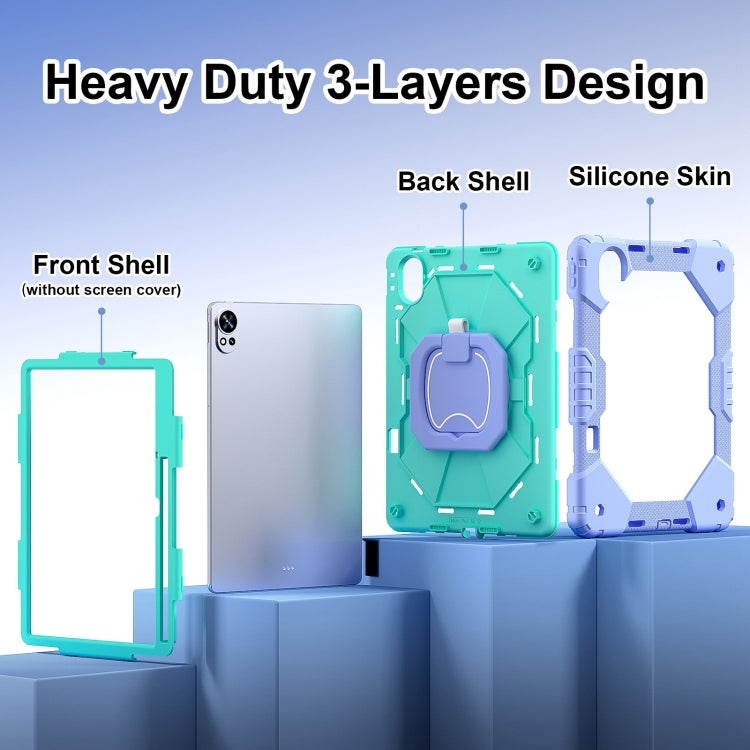 For Huawei MatePad Air 12 2024 Contrast Color Robot Silicone Hybrid PC Tablet Case(Purple Mint Green) - Huawei by PMC Jewellery | Online Shopping South Africa | PMC Jewellery | Buy Now Pay Later Mobicred