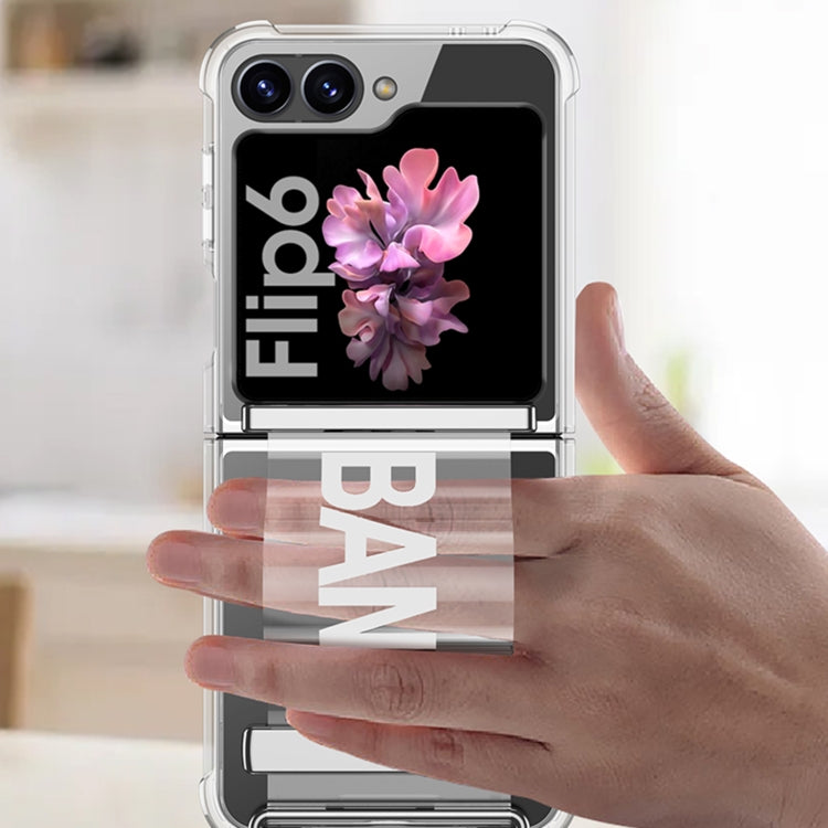 For Samsung Galaxy Z Flip6 / Flip7 FE GKK Clear Airbag Wristband Holder Phone Case(Transparent Black) - free shipping - PMC Jewellery - Order now!