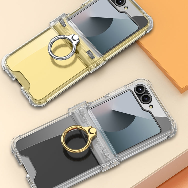 For Samsung Galaxy Z Flip6 GKK Clear Airbag Hinge Full Coverage Phone Case with Ring / Metal Chain(Silver) - free shipping - PMC Jewellery - Order now!