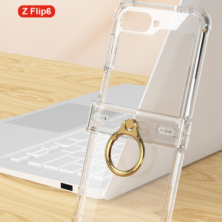 For Samsung Galaxy Z Flip6 / Flip7 FE GKK Clear Airbag Hinge Full Coverage Phone Case with Ring / Metal Chain(Gold) - free shipping - PMC Jewellery - Order now!