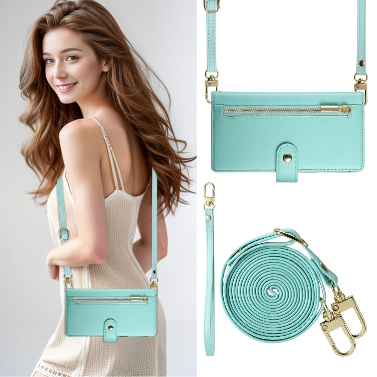 For iPhone 16 Nine Card-slot Zipper Wallet Bag Leather Phone Case(Mint Green) - iPhone 16 Cases by PMC TechLife | Online Shopping South Africa | PMC TechLife | Buy Now Pay Later Mobicred