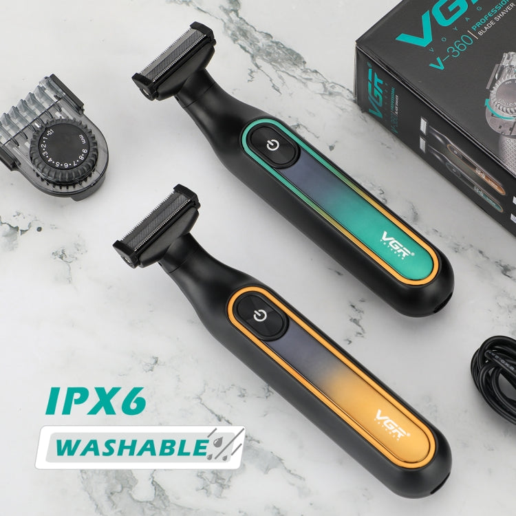 VGR V-360 5W USB Digital Display Electric T-shaped Shaver(Green) - Shavers & Accessories by VGR | Online Shopping South Africa | PMC TechLife | Buy Now Pay Later Mobicred