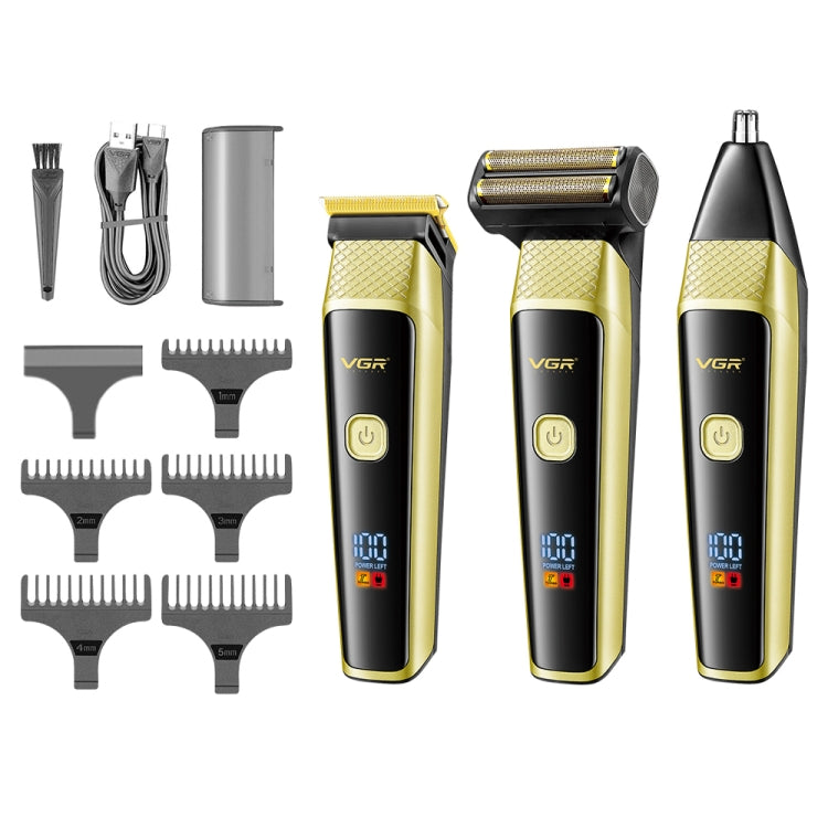 VGR V-366 5W USB 3 in 1 Nose Hair Care LCD Digital Display Electric Shaver(Yellow) - Electric Shavers by VGR | Online Shopping South Africa | PMC TechLife | Buy Now Pay Later Mobicred