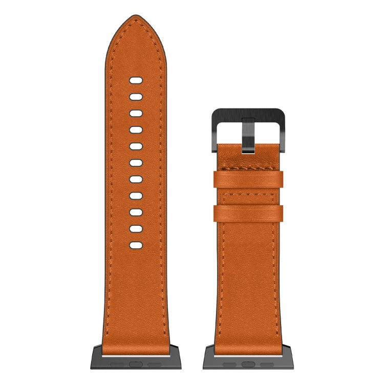 For Apple Watch Ultra 2 49mm Wilderness Top-grain Leather Watch Band(Black Connector Brown) - Watch Bands by PMC TechLife | Online Shopping South Africa | PMC TechLife | Buy Now Pay Later Mobicred