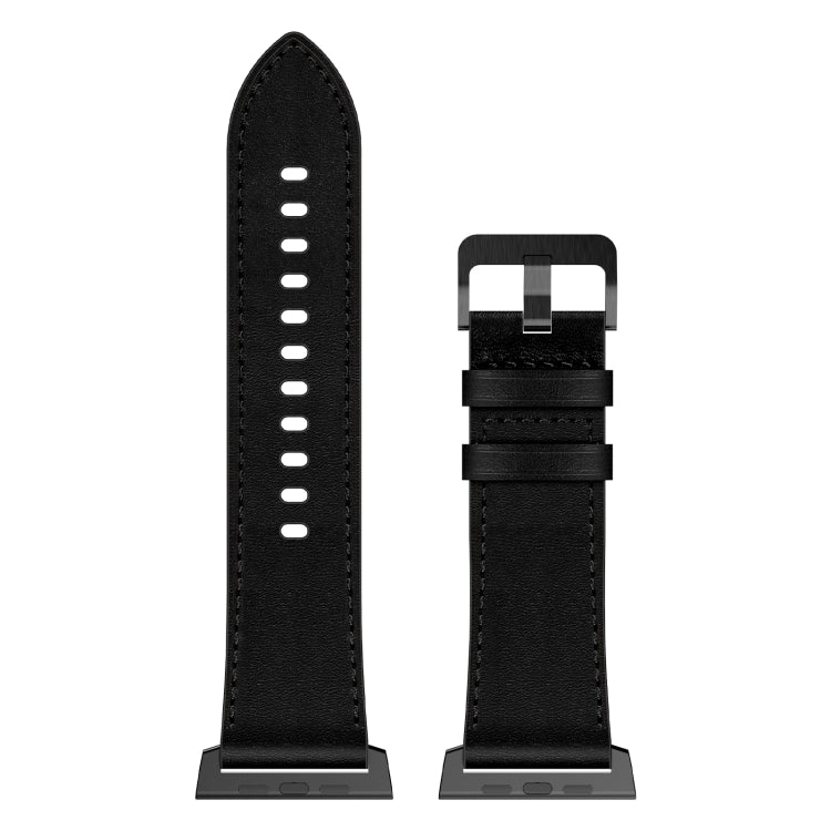 For Apple Watch Ultra 49mm Wilderness Top-grain Leather Watch Band(Black Connector Black) - Watch Bands by PMC TechLife | Online Shopping South Africa | PMC TechLife | Buy Now Pay Later Mobicred
