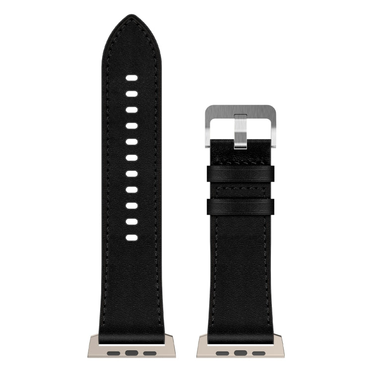 For Apple Watch Ultra 49mm Wilderness Top-grain Leather Watch Band(Titanium Connector Black) - Watch Bands by PMC TechLife | Online Shopping South Africa | PMC TechLife | Buy Now Pay Later Mobicred