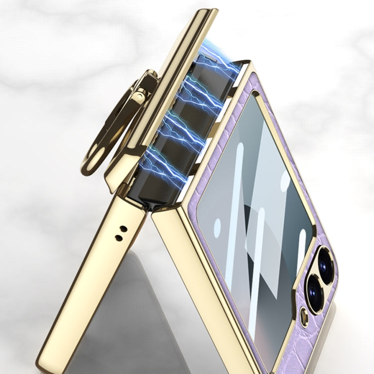 For Samsung Galaxy Z Flip6 / Flip7 FE GKK Integrated Electroplated Crocodile Texture Leather Phone Case with Ring(Red) - free shipping - PMC Jewellery - Order now!