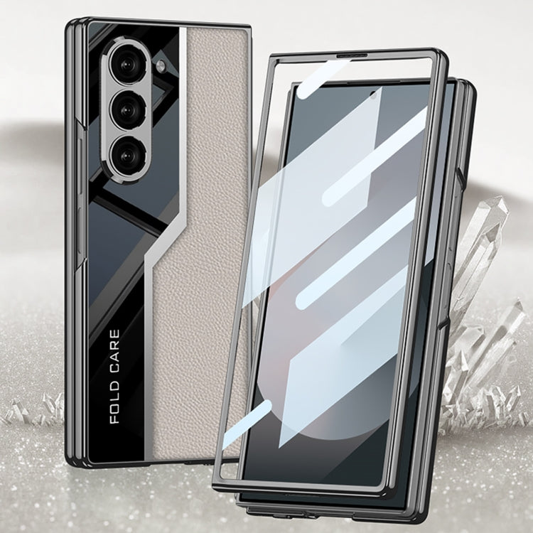 For Samsung Galaxy Z Fold6 GKK Integrated Plating TPU + Leather Supercar Full Coverage Phone Case(Grey) - free shipping - PMC Jewellery - Order now!