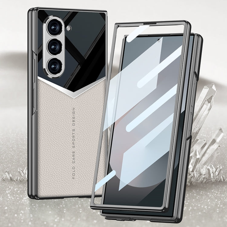For Samsung Galaxy Z Fold6 GKK Integrated Plating Leather Knight Full Coverage Phone Case(Grey) - free shipping - PMC Jewellery - Order now!