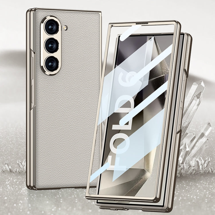 For Samsung Galaxy Z Fold6 GKK Integrated Plating Leather Full Coverage Phone Case(Black) - free shipping - PMC Jewellery - Order now!