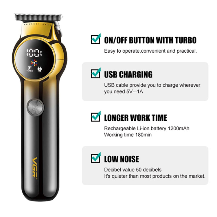 VGR V-989 5W USB Digital Display Gradient Trimming Hair Clipper - free shipping - PMC TechLife - Order now!