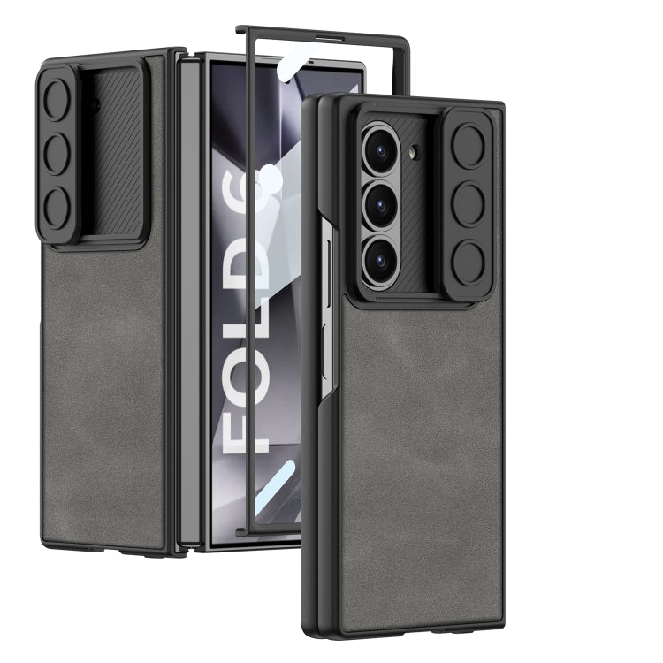 For Samsung Galaxy Z Fold6 GKK Integrated Ultra-thin Sliding Window Frosted Leather Phone Case(Grey) - free shipping - PMC Jewellery - Order now!