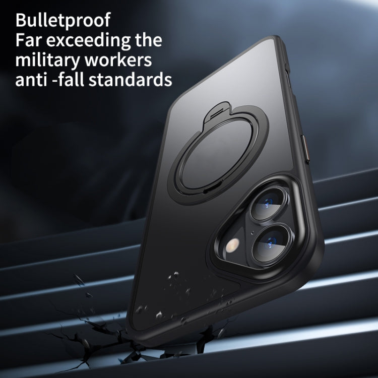 For iPhone 16 Plus Double Ring MagSafe Magnetic Holder Phone Case(Matte Grey) - free shipping - PMC TechLife - Order now!