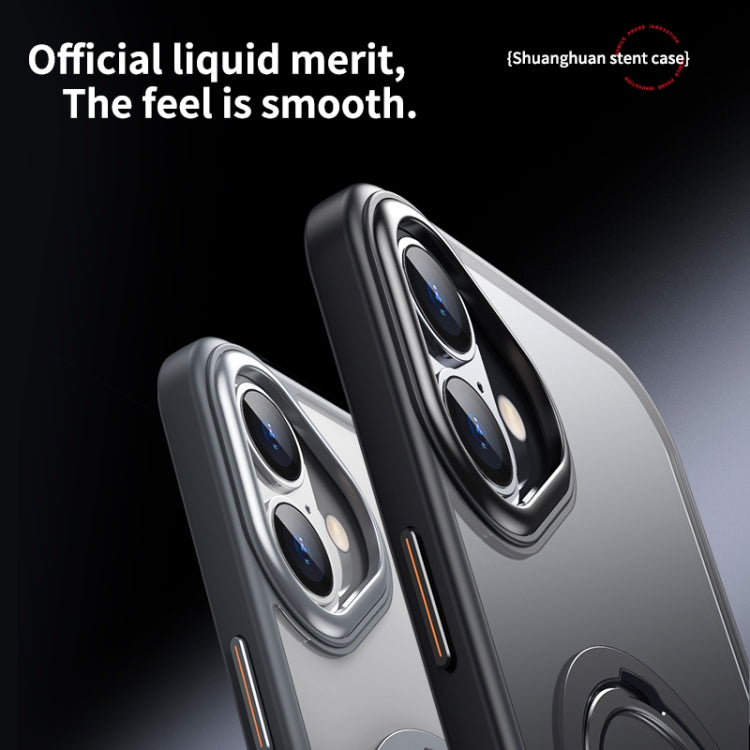 For iPhone 16 Plus Double Ring MagSafe Magnetic Holder Phone Case(Matte Grey) - free shipping - PMC TechLife - Order now!