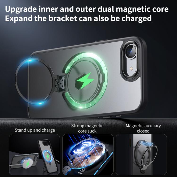 For iPhone 16e Double Ring MagSafe Magnetic Holder Phone Case(Matte Blue) - iPhone 16e Cases by PMC TechLife | Online Shopping South Africa | PMC TechLife | Buy Now Pay Later Mobicred