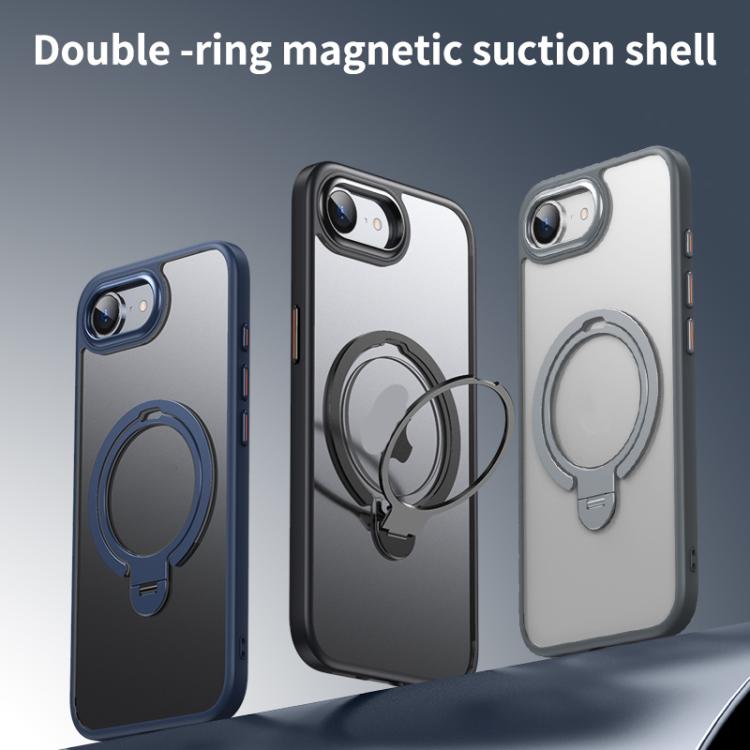 For iPhone 16e Double Ring MagSafe Magnetic Holder Phone Case(Transparent) - free shipping - PMC TechLife - Order now!