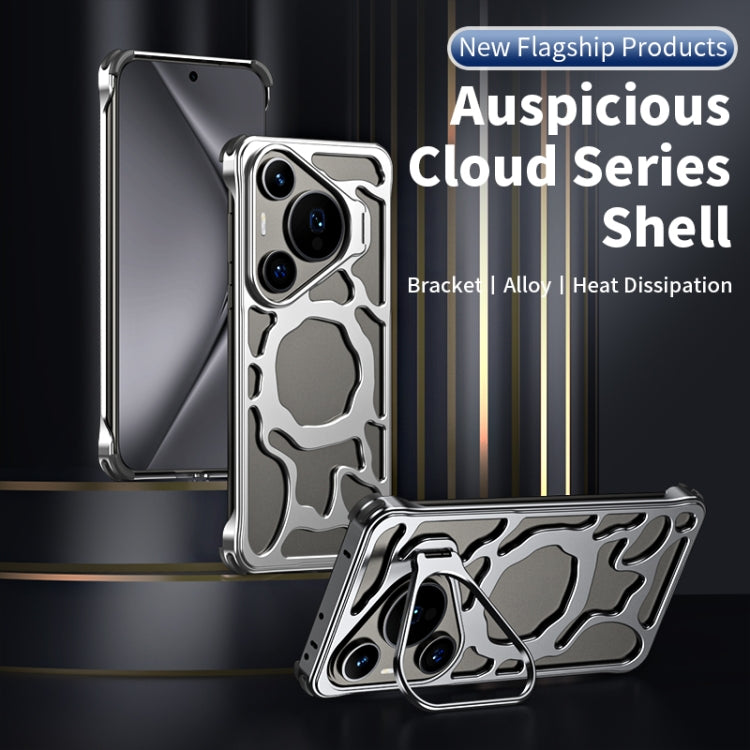 For Huawei Pura 70 Auspicious Cloud Series MagSafe Metal Phone Case with Bracket(Silver) - Huawei Cases by PMC Jewellery | Online Shopping South Africa | PMC Jewellery | Buy Now Pay Later Mobicred