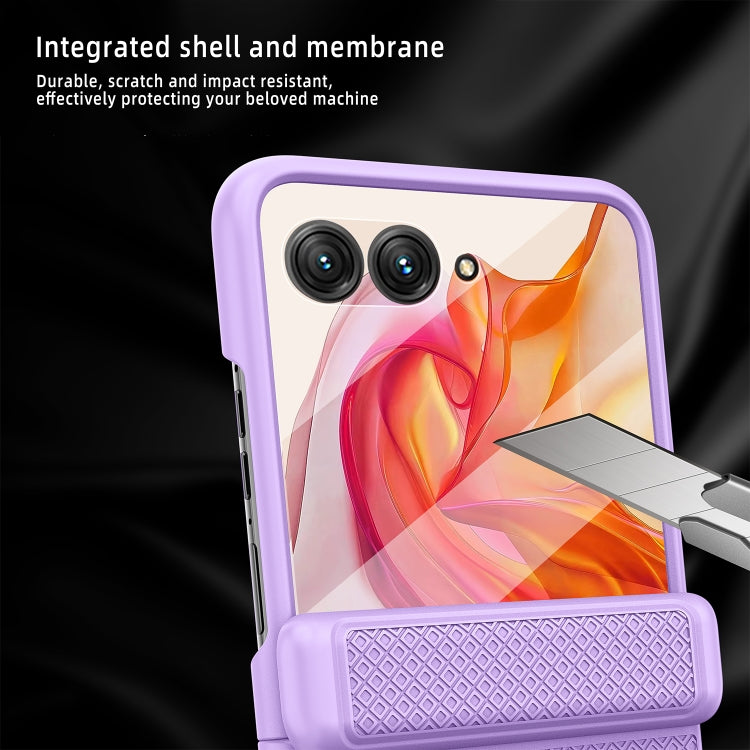 For Motorola Razr 50 Ultra Integrated Fold Hinge Grid Texture Phone Case(Black) - Motorola Cases by PMC TechLife | Online Shopping South Africa | PMC TechLife | Buy Now Pay Later Mobicred