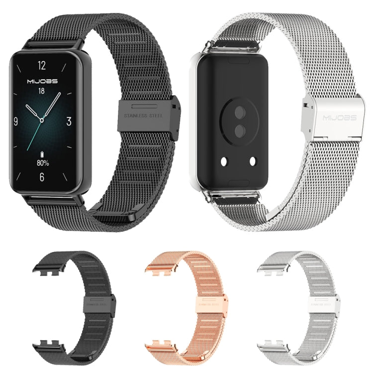 For Honor Band 10 / 9 MIJOBS Milan Buckle Stainless Steel Watch Band(Black) - Watch Bands by MIJOBS | Online Shopping South Africa | PMc TechLife | Buy Now Pay Later Mobicred
