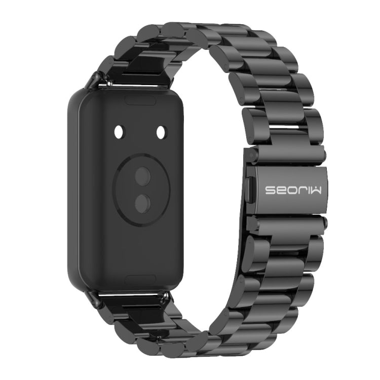 For Honor Band 10 / 9 MIJOBS Three-Beads Stainless Steel Watch Band(Black) - Watch Bands by MIJOBS | Online Shopping South Africa | PMc TechLife | Buy Now Pay Later Mobicred