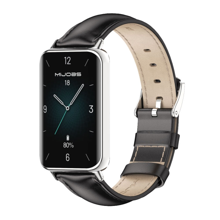 For Honor Band 10 / 9 MIJOBS Cowhide Leather Watch Band(Black Silver) - free shipping - PMc TechLife - Order now!